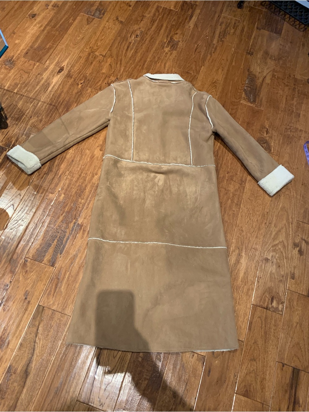 Vintage Tan Shearling Long Coat - Womens - Picture 5 of 12